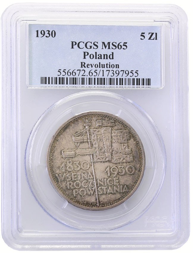 II RP. 5 złotych 1930 Sztandar PCGS MS65 (2 MAX)